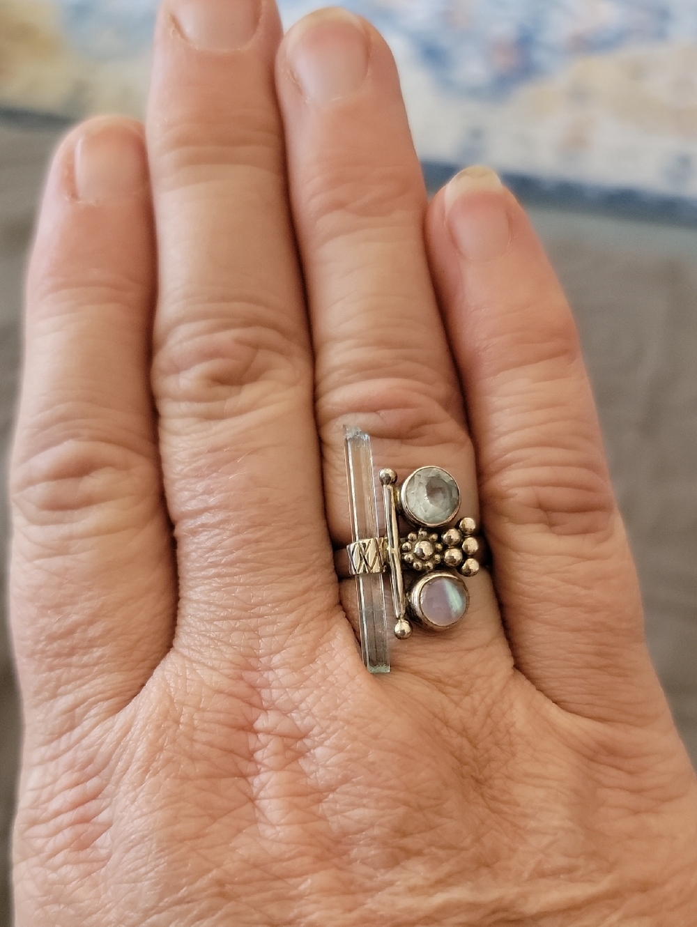 Sterling Silver Multi-Stone Artisanal Ring - Picture 4 of 5